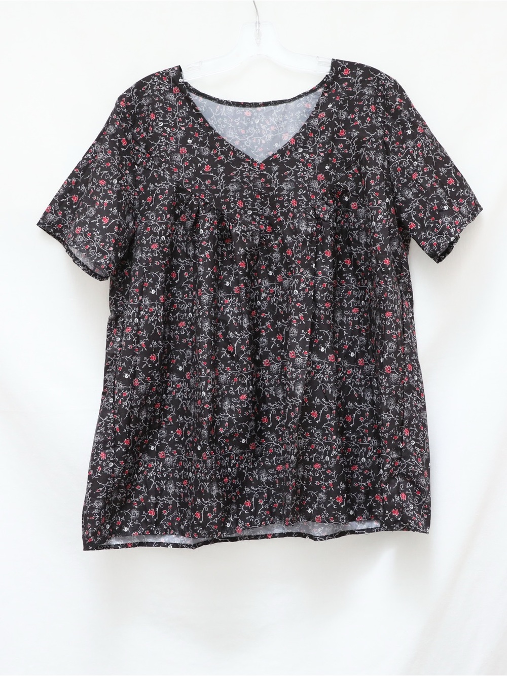 Floral print black blouse M L